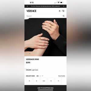 Versace Gold Ring size 8